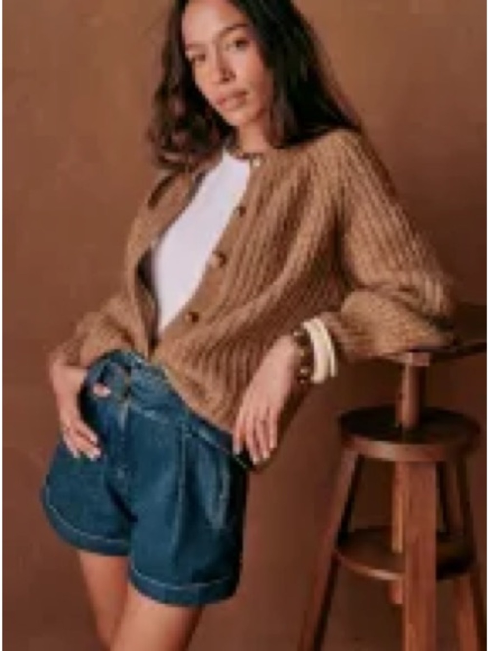Sézane Rome Shorts Denim High-Waisted Belted Pleated | FR 36 (US 4)